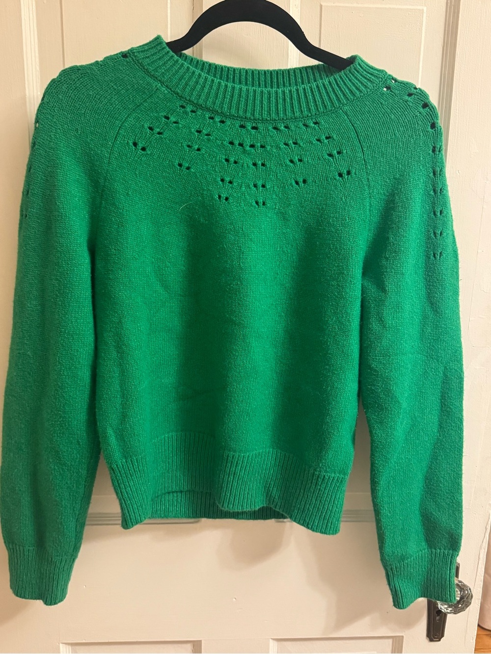 Sugarlips Emerald Green Crewneck Eyelet Knit Sweater